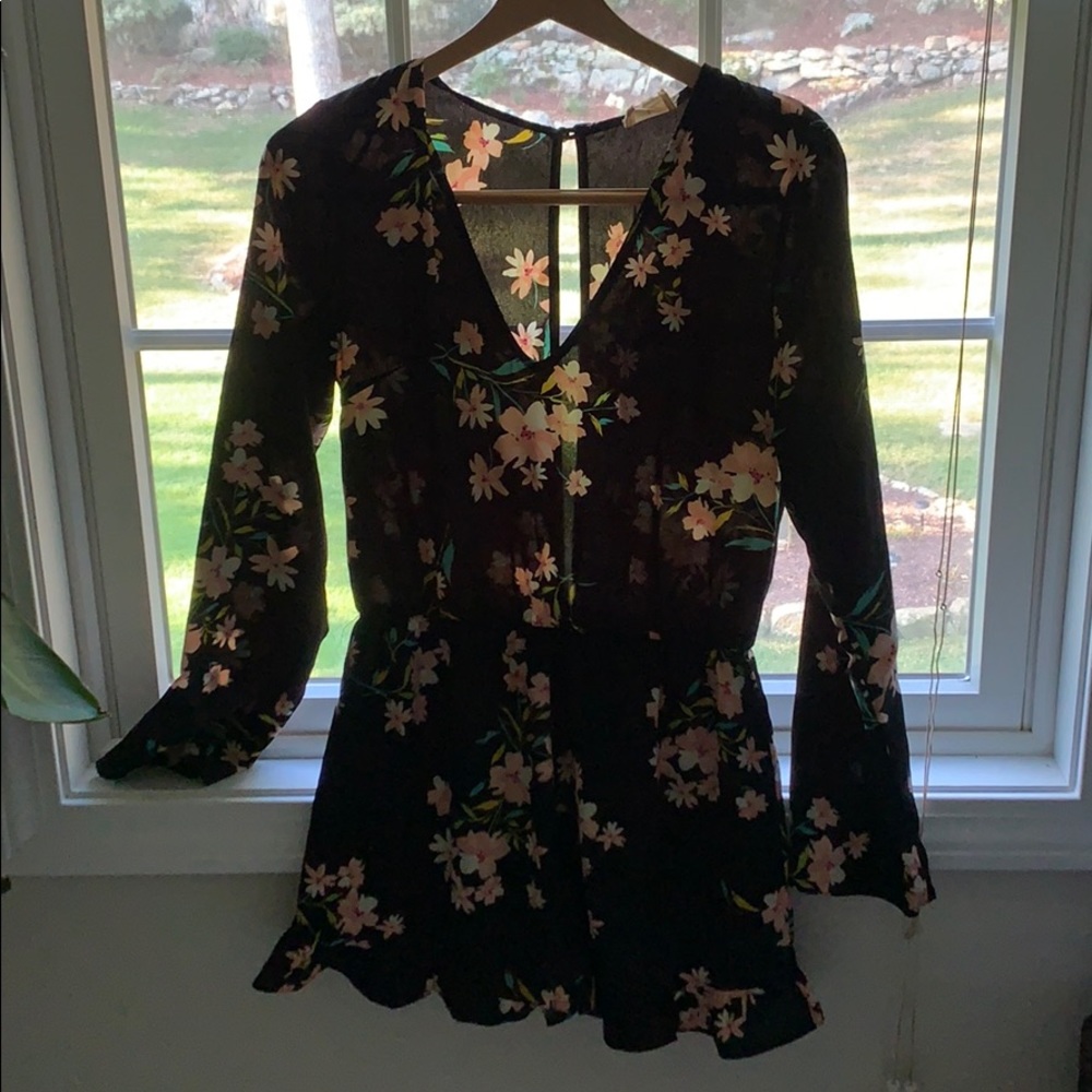Black floral romper